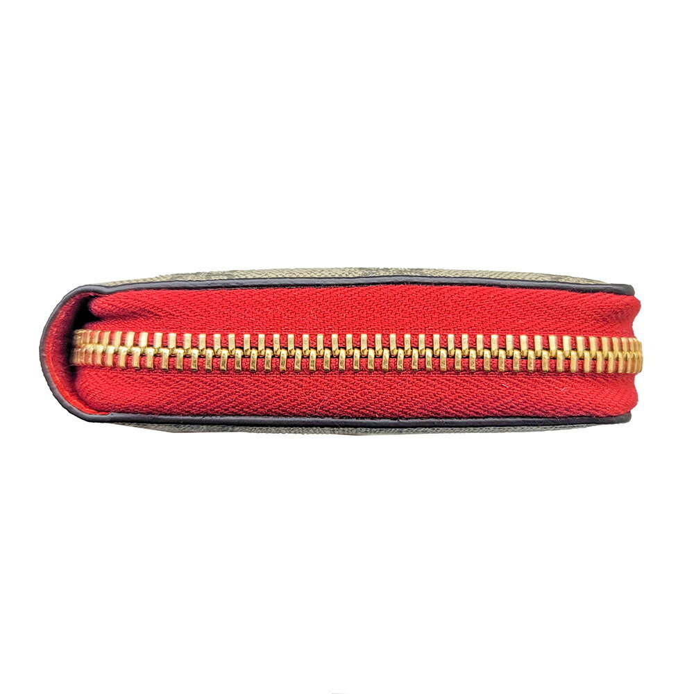 GUCCI GG Supreme Zip Around Long Wallet Beige Tan Red Cat - Picture 5 of 8